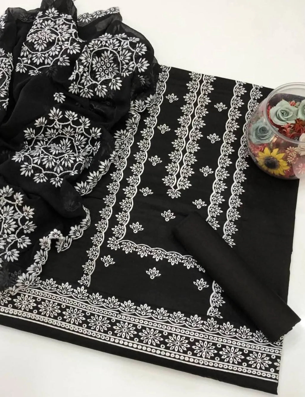 3 Pcs Women's Unstitched Embroidered Suit